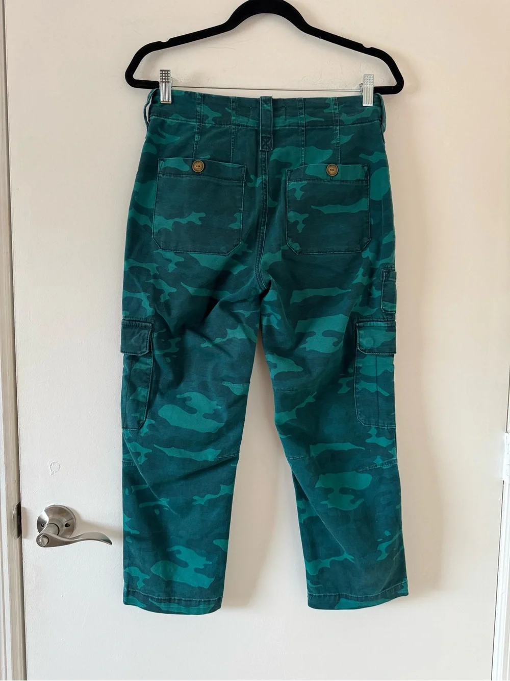 Anthropologie Austin Cargo Trousers Pants Camo Dark Turquoise Size 27 - Picture 5 of 16